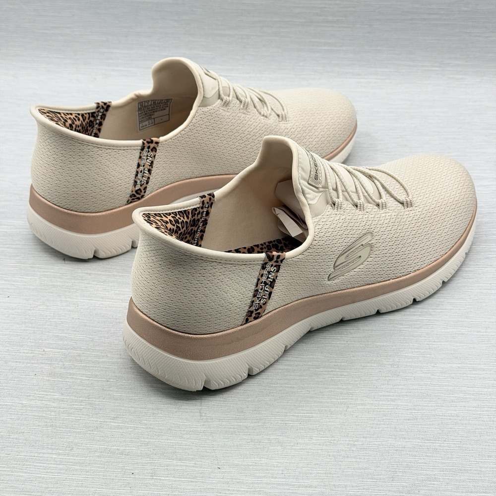Skechers Slip Ins Women's 10 Summits Leopard Chic Natural Sneakers 150275 - Picture 12 of 12